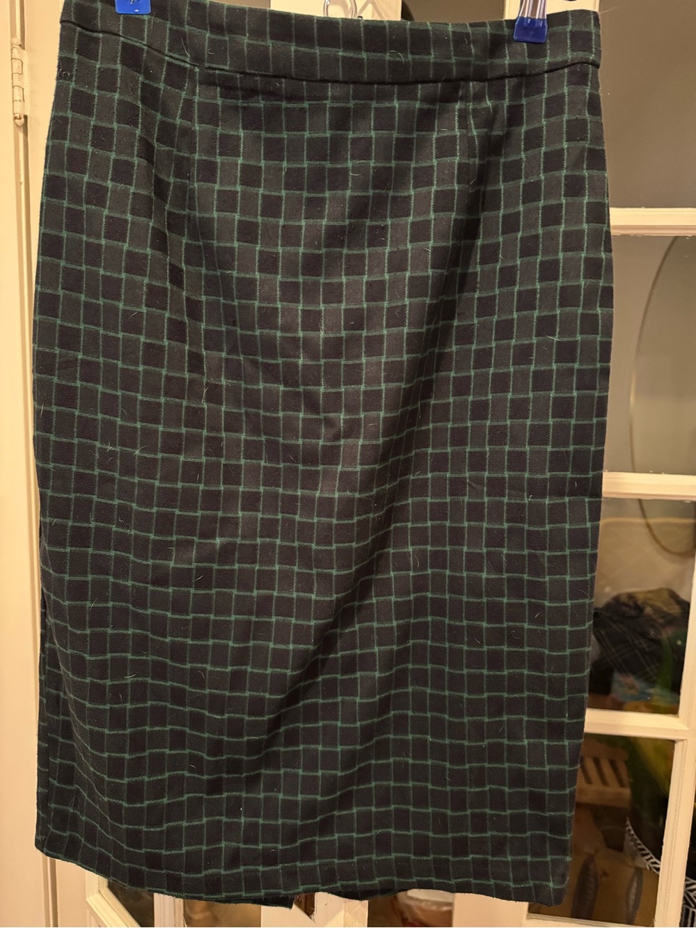 Collectif Black Pencil Skirt with Green Windowpane Check